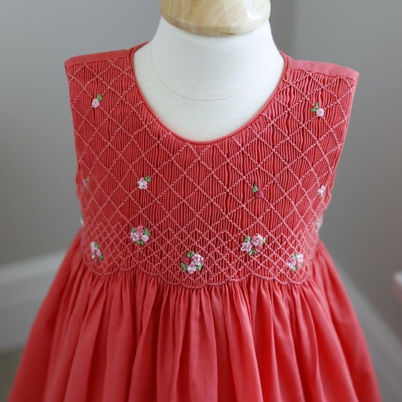 Twin Girl Smocked Dress Luli & Me Size 2T Embroidery Spring Portrait Sleeveless - Picture 3 of 6